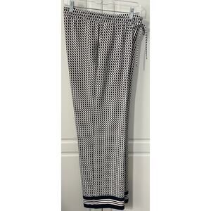 Talbots Navy Blue/Ivory Diamond Pattern Palazzo Pants Size 8